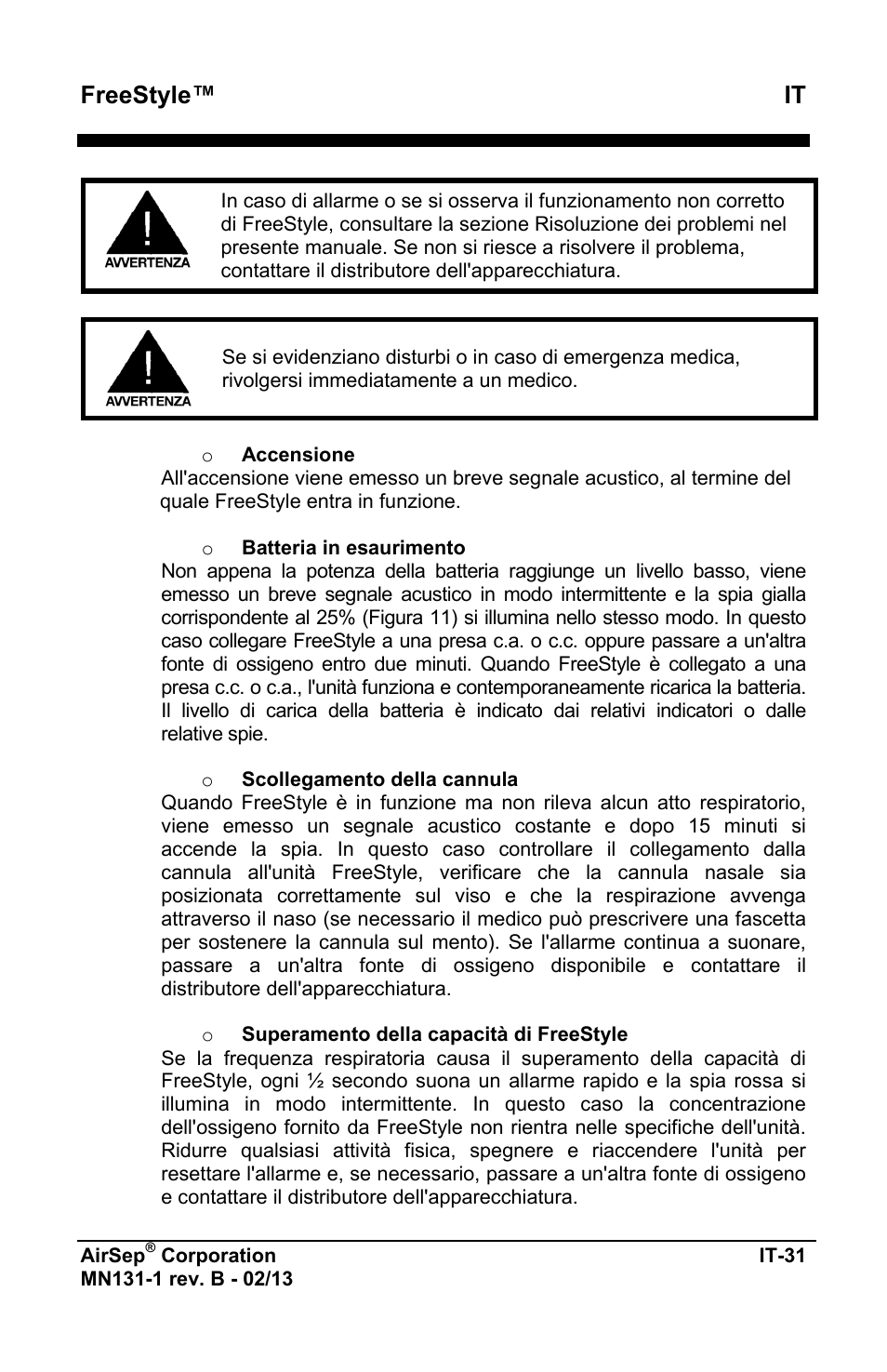 Freestyle™ it | AirSep MN131-1 B User Manual | Page 293 / 556