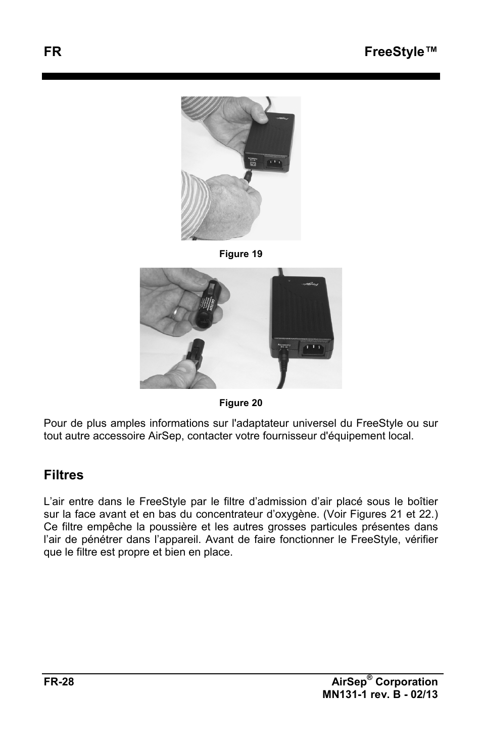 Freestyle, Filtres | AirSep MN131-1 B User Manual | Page 32 / 556