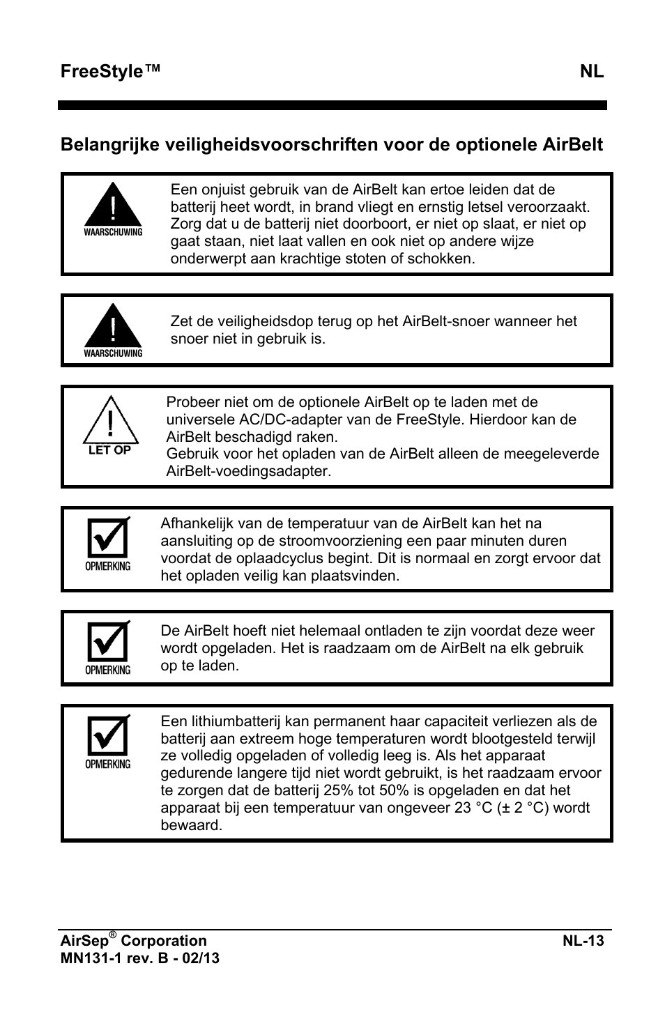 Freestyle™ nl | AirSep MN131-1 B User Manual | Page 325 / 556