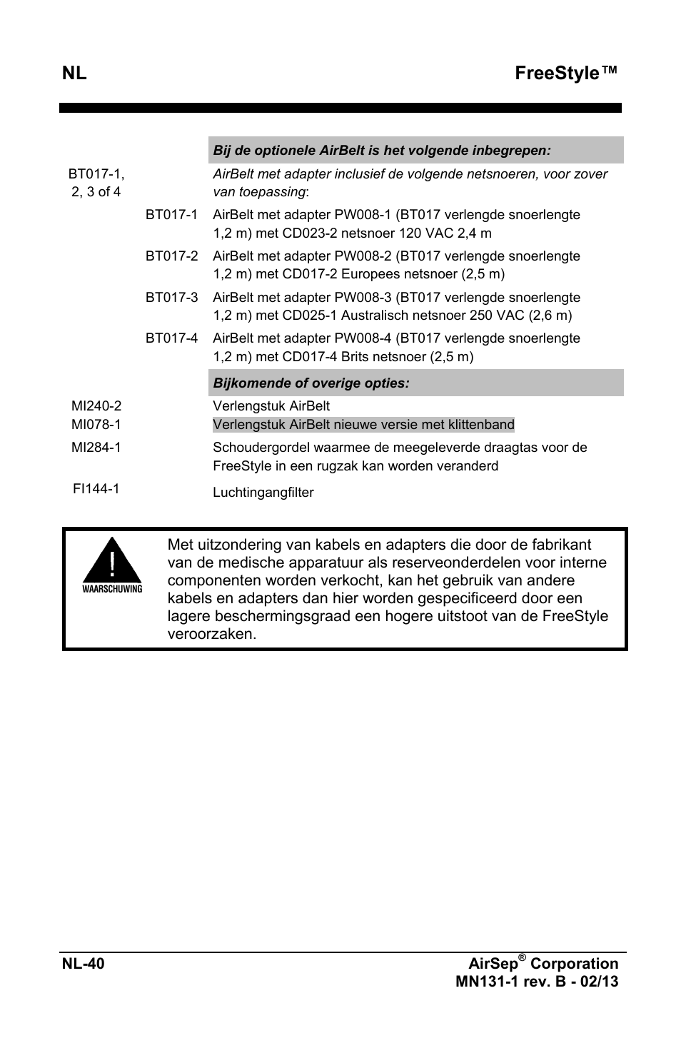 Freestyle | AirSep MN131-1 B User Manual | Page 352 / 556