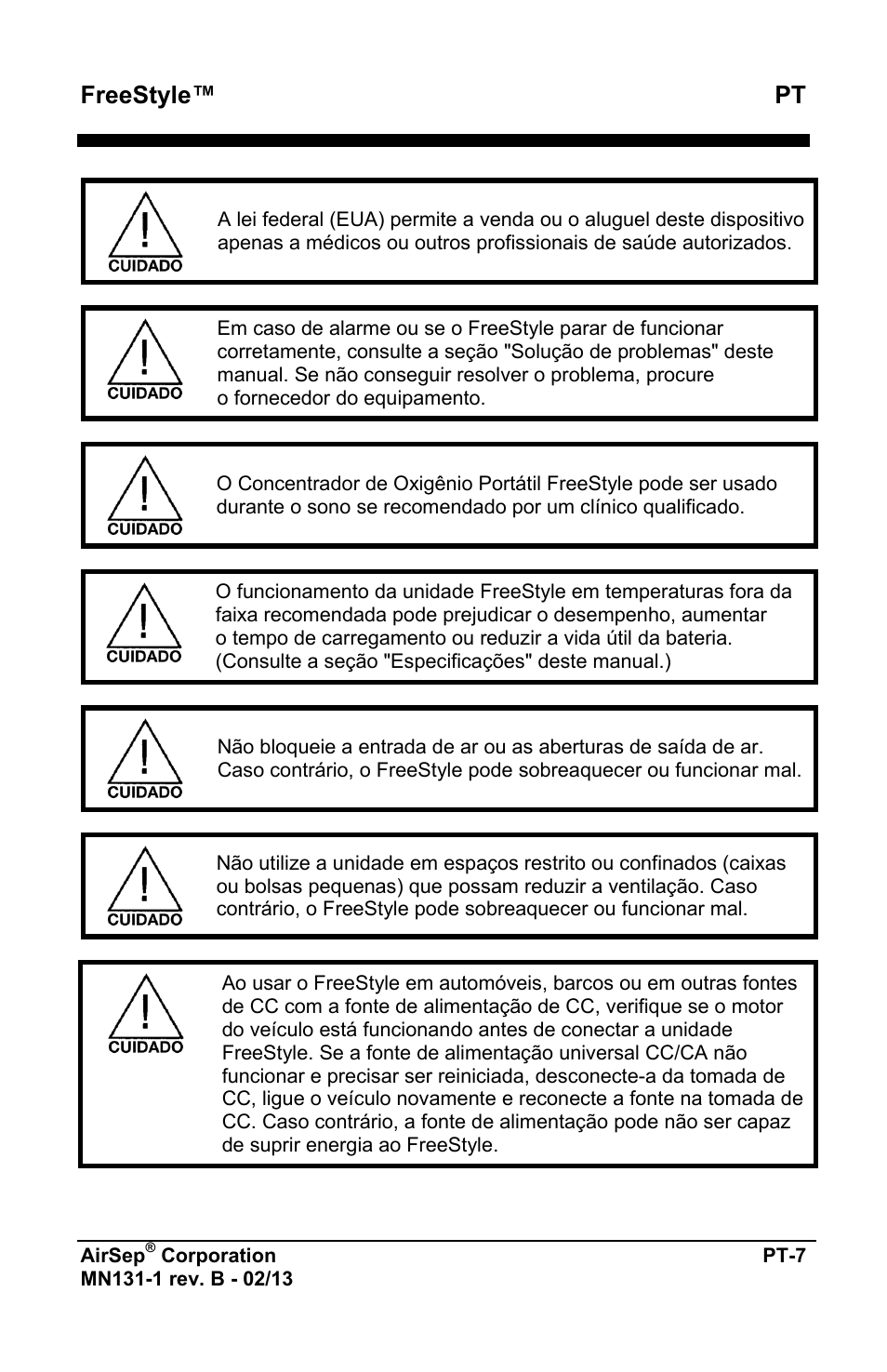 Freestyle™ pt | AirSep MN131-1 B User Manual | Page 371 / 556