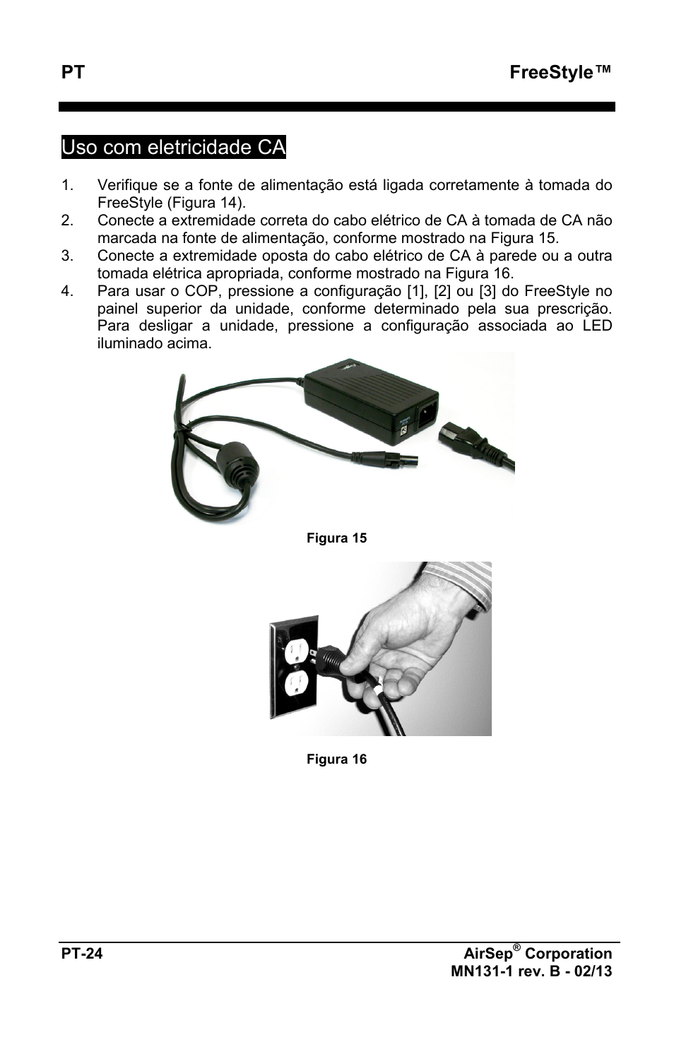 Uso com eletricidade ca, Freestyle | AirSep MN131-1 B User Manual | Page 388 / 556