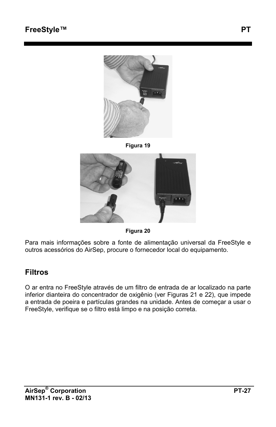 Freestyle™ pt, Filtros | AirSep MN131-1 B User Manual | Page 391 / 556