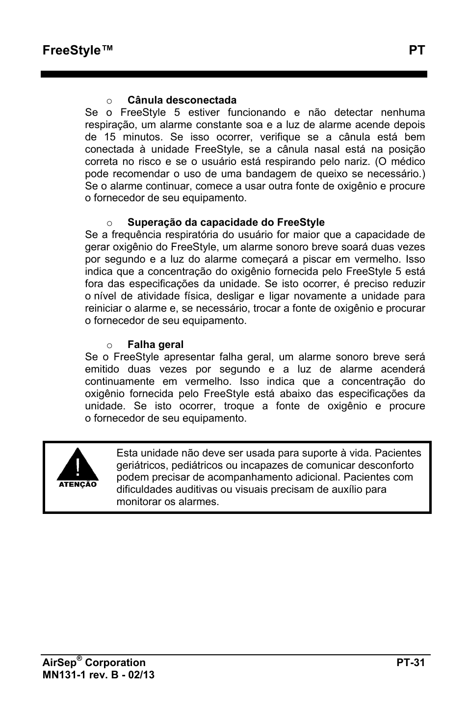 Freestyle™ pt | AirSep MN131-1 B User Manual | Page 395 / 556