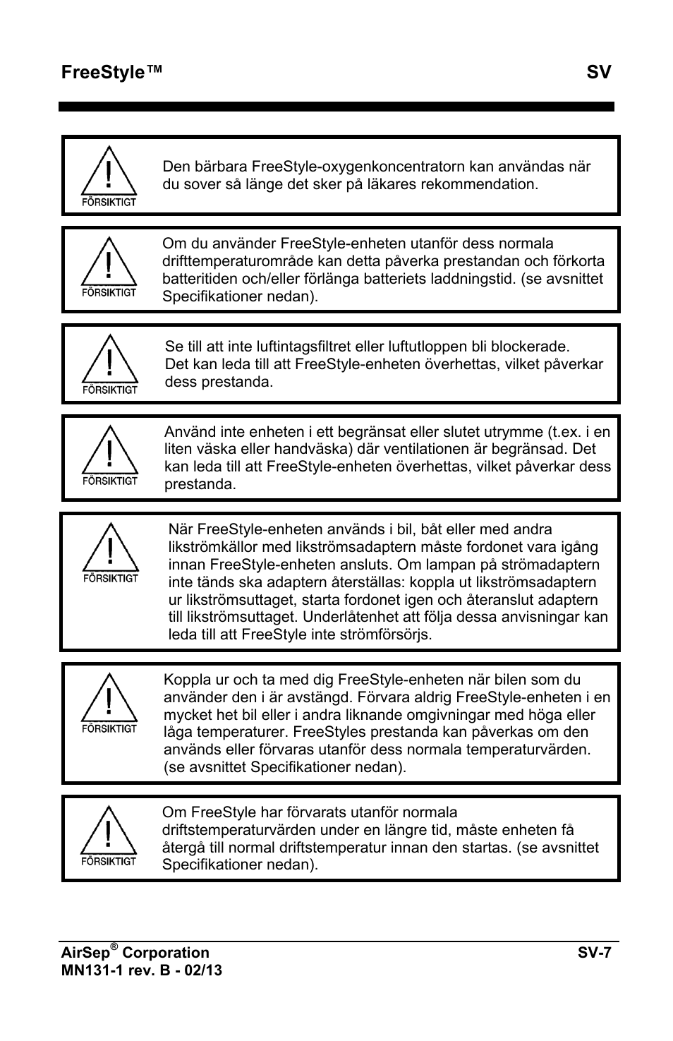 Freestyle™ sv | AirSep MN131-1 B User Manual | Page 421 / 556