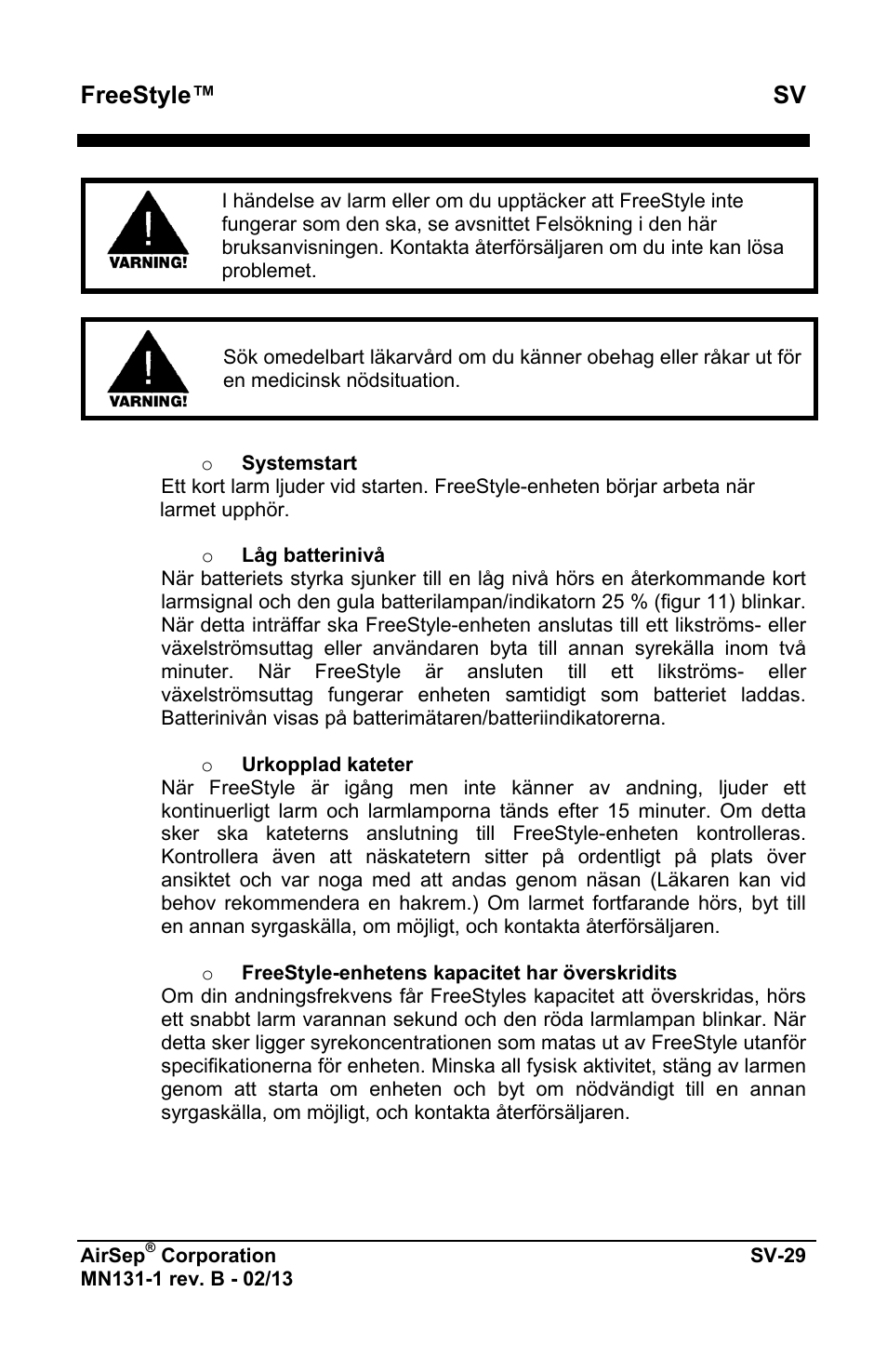 Freestyle™ sv | AirSep MN131-1 B User Manual | Page 443 / 556