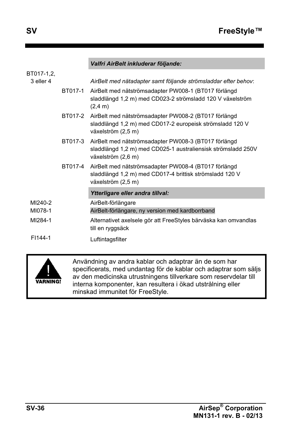 Freestyle | AirSep MN131-1 B User Manual | Page 450 / 556