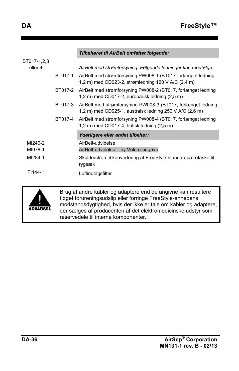 Freestyle | AirSep MN131-1 B User Manual | Page 498 / 556