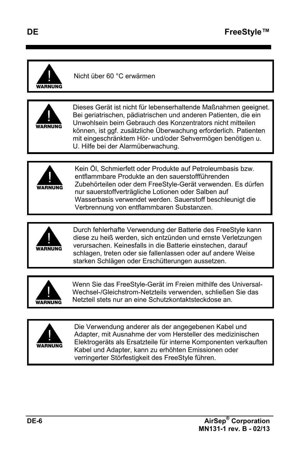 Freestyle | AirSep MN131-1 B User Manual | Page 62 / 556