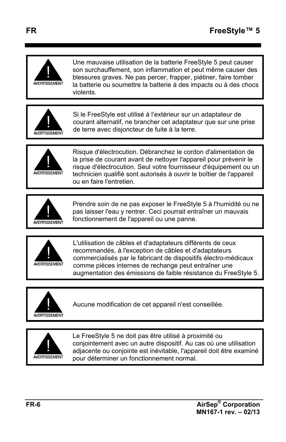 Fr freestyle™ 5 | AirSep MN167-1 User Manual | Page 10 / 520