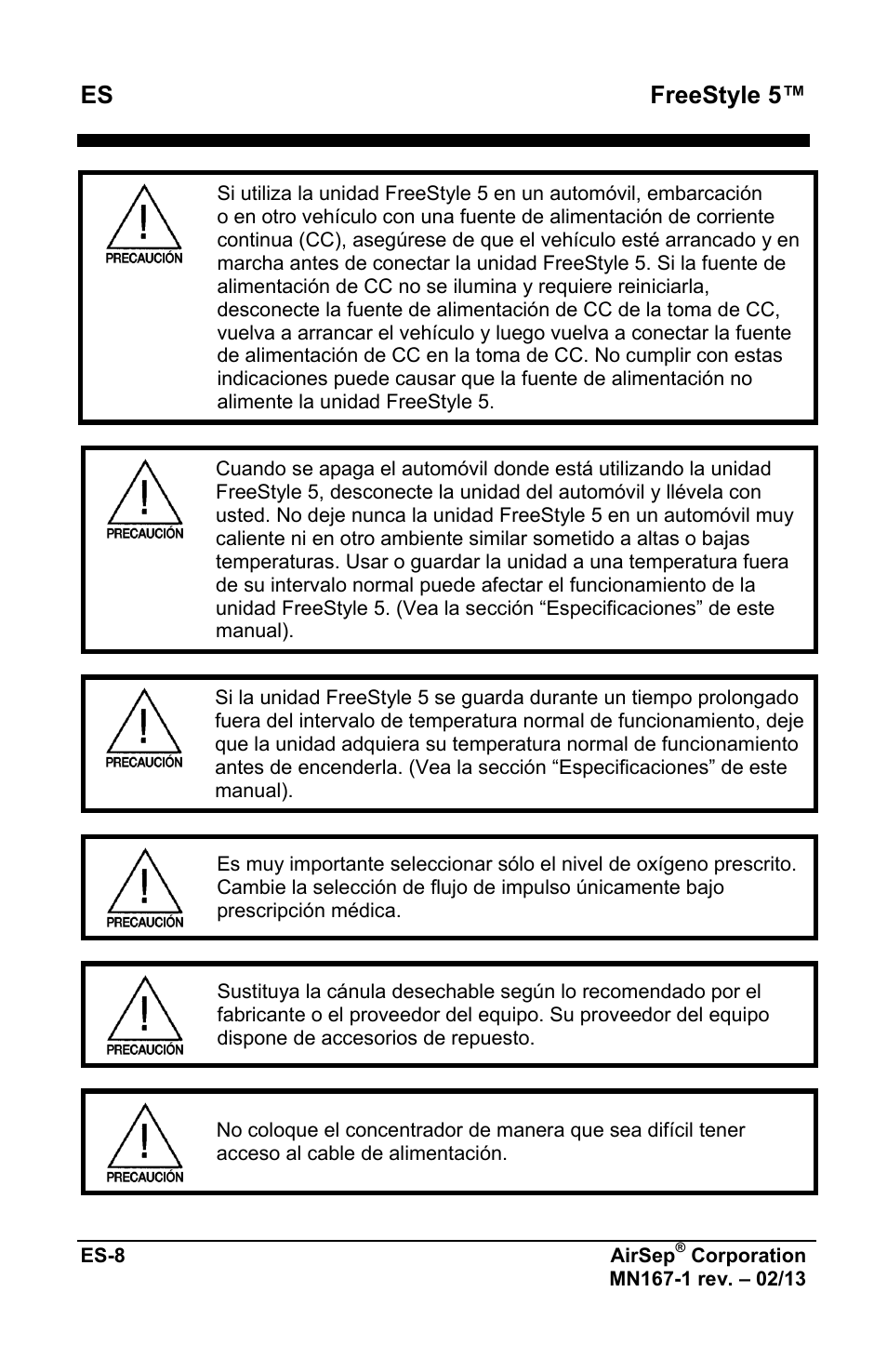 Freestyle 5 | AirSep MN167-1 User Manual | Page 108 / 520