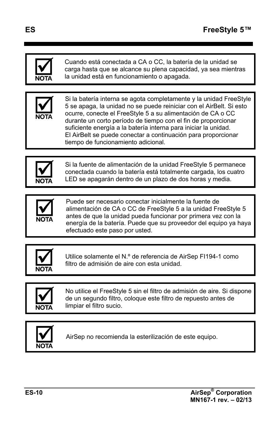 Freestyle 5 | AirSep MN167-1 User Manual | Page 110 / 520