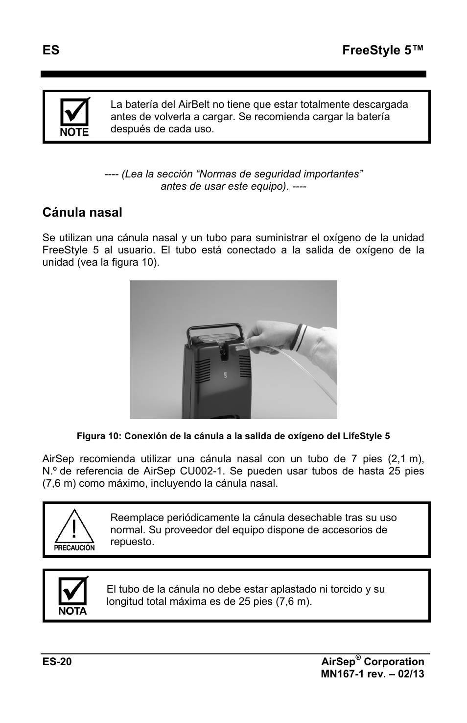 Freestyle 5, Cánula nasal | AirSep MN167-1 User Manual | Page 120 / 520