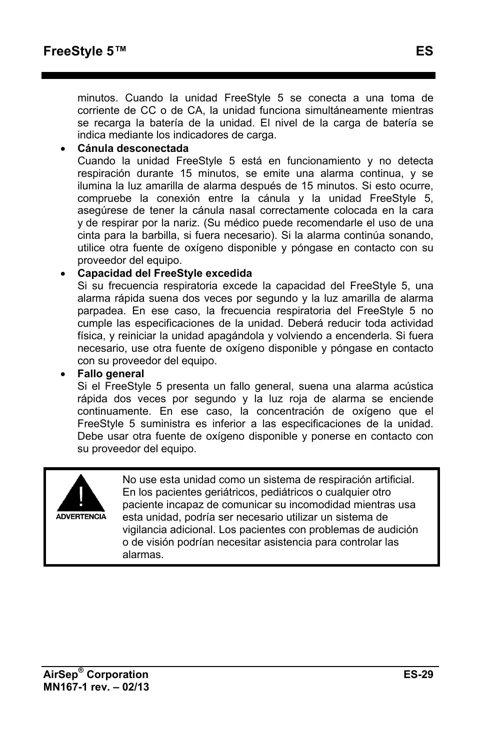 Freestyle 5™ es | AirSep MN167-1 User Manual | Page 129 / 520