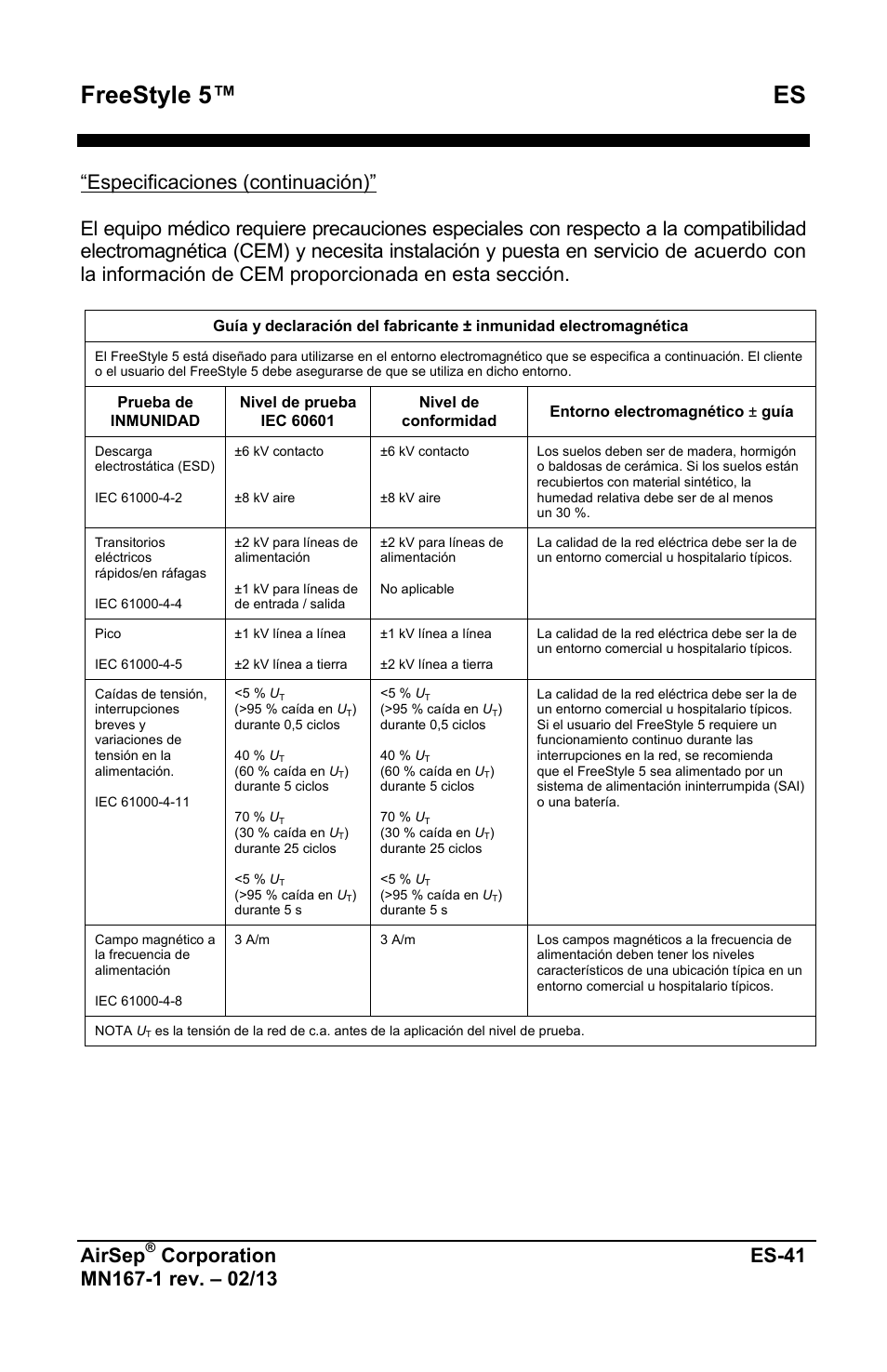 Freestyle 5™ es, Airsep | AirSep MN167-1 User Manual | Page 141 / 520