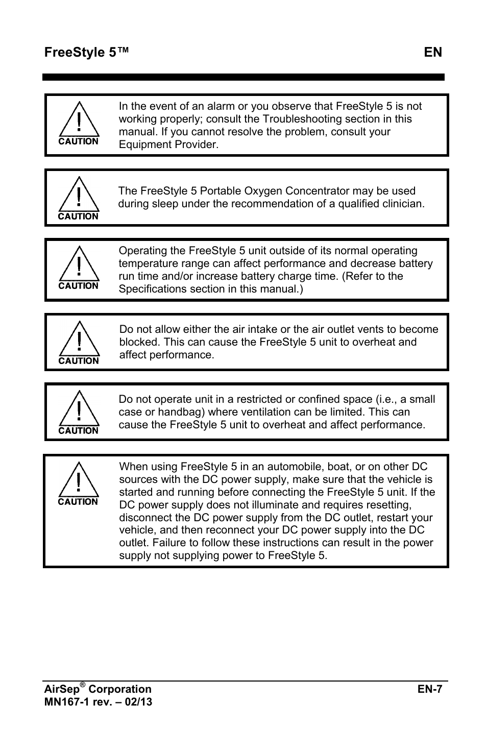 Freestyle 5™ en | AirSep MN167-1 User Manual | Page 203 / 520