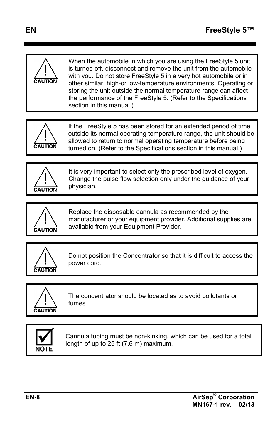 Freestyle 5 | AirSep MN167-1 User Manual | Page 204 / 520