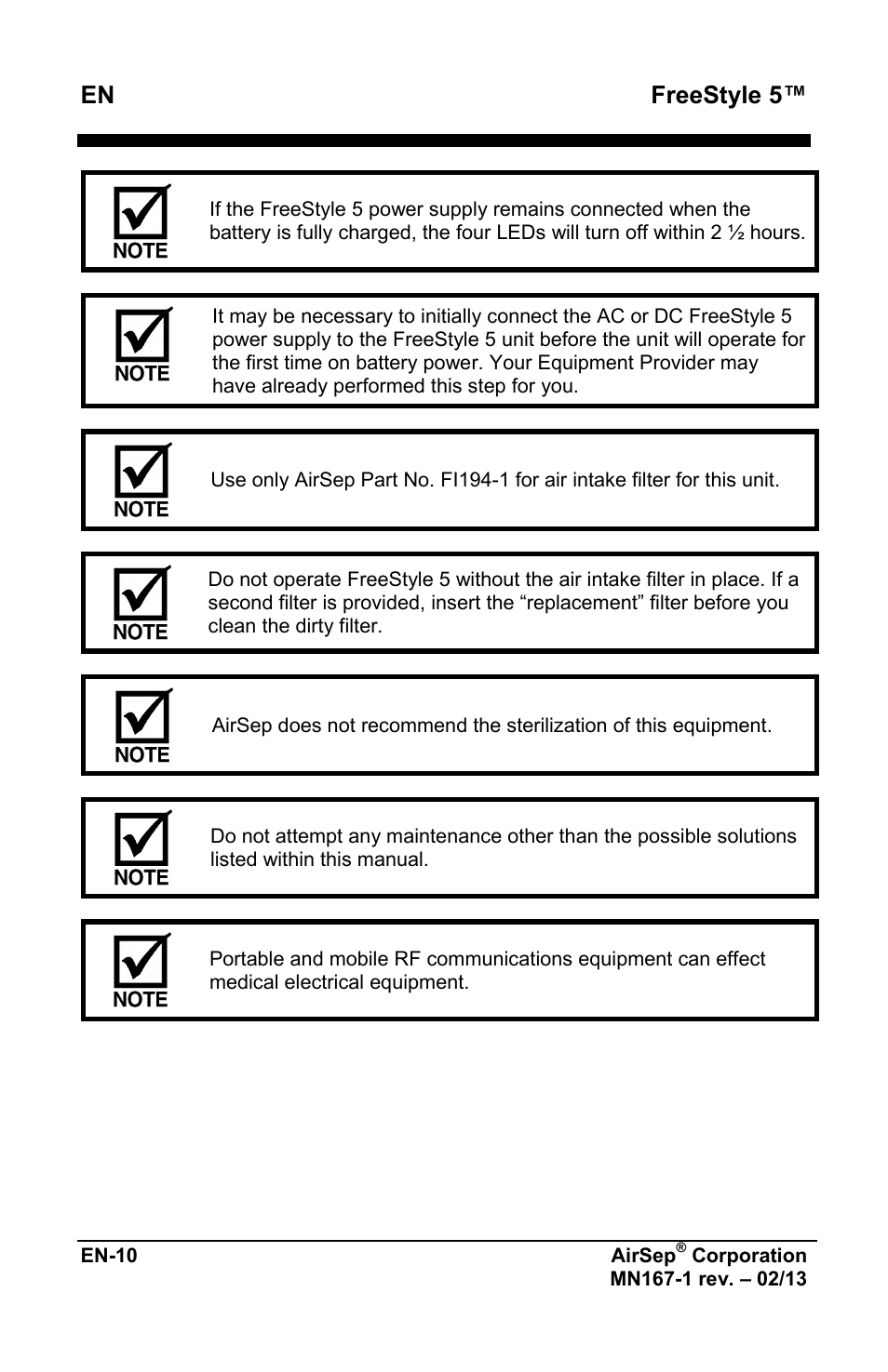 Freestyle 5 | AirSep MN167-1 User Manual | Page 206 / 520