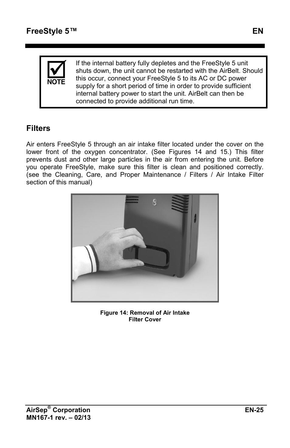 Freestyle 5™ en, Filters | AirSep MN167-1 User Manual | Page 221 / 520