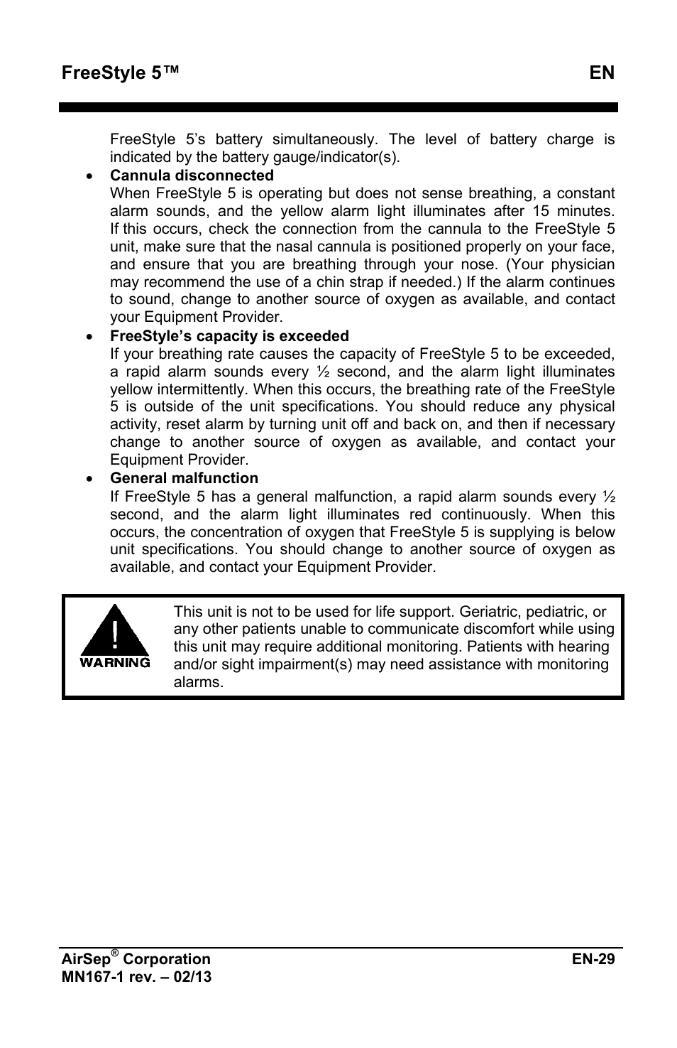 Freestyle 5™ en | AirSep MN167-1 User Manual | Page 225 / 520