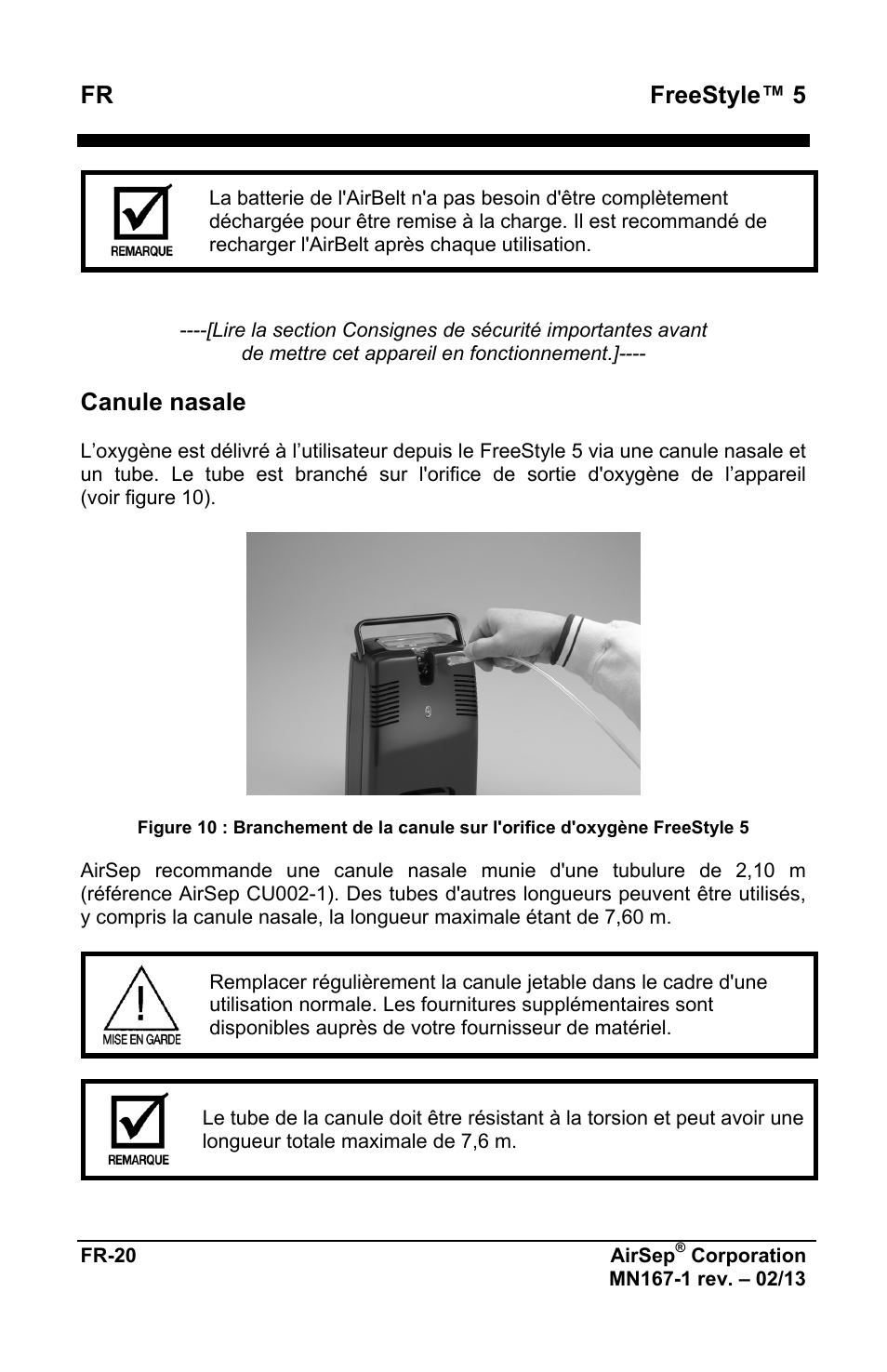 Fr freestyle™ 5, Canule nasale | AirSep MN167-1 User Manual | Page 24 / 520