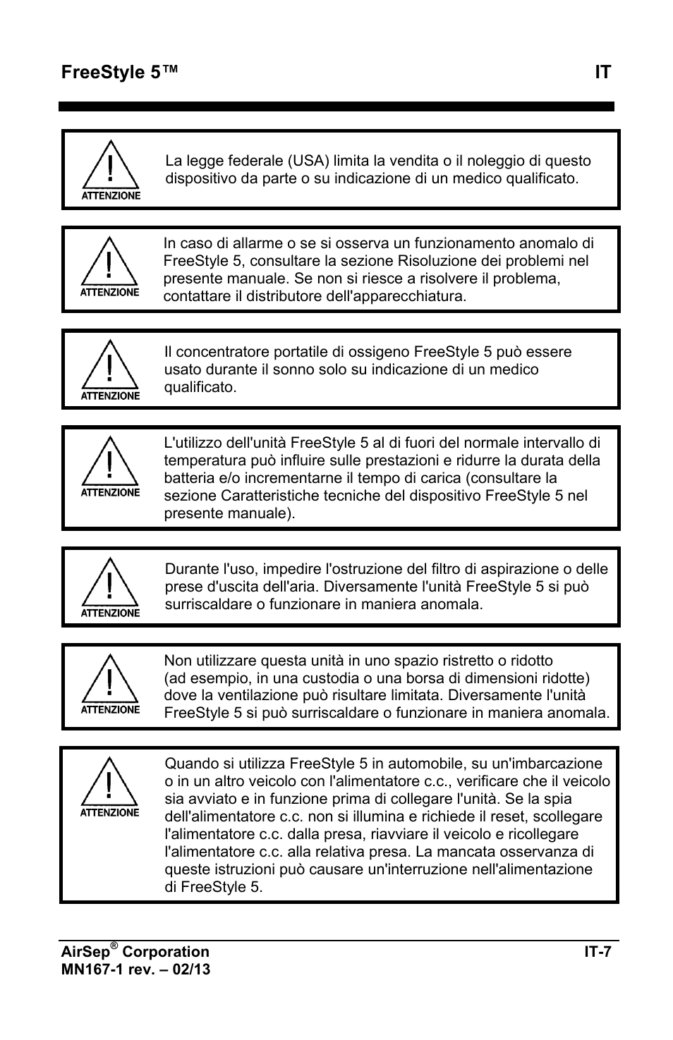 Freestyle 5™ it | AirSep MN167-1 User Manual | Page 249 / 520