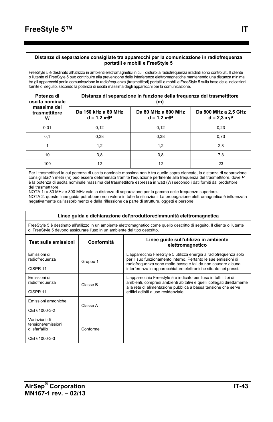 Freestyle 5™ it, Airsep | AirSep MN167-1 User Manual | Page 285 / 520