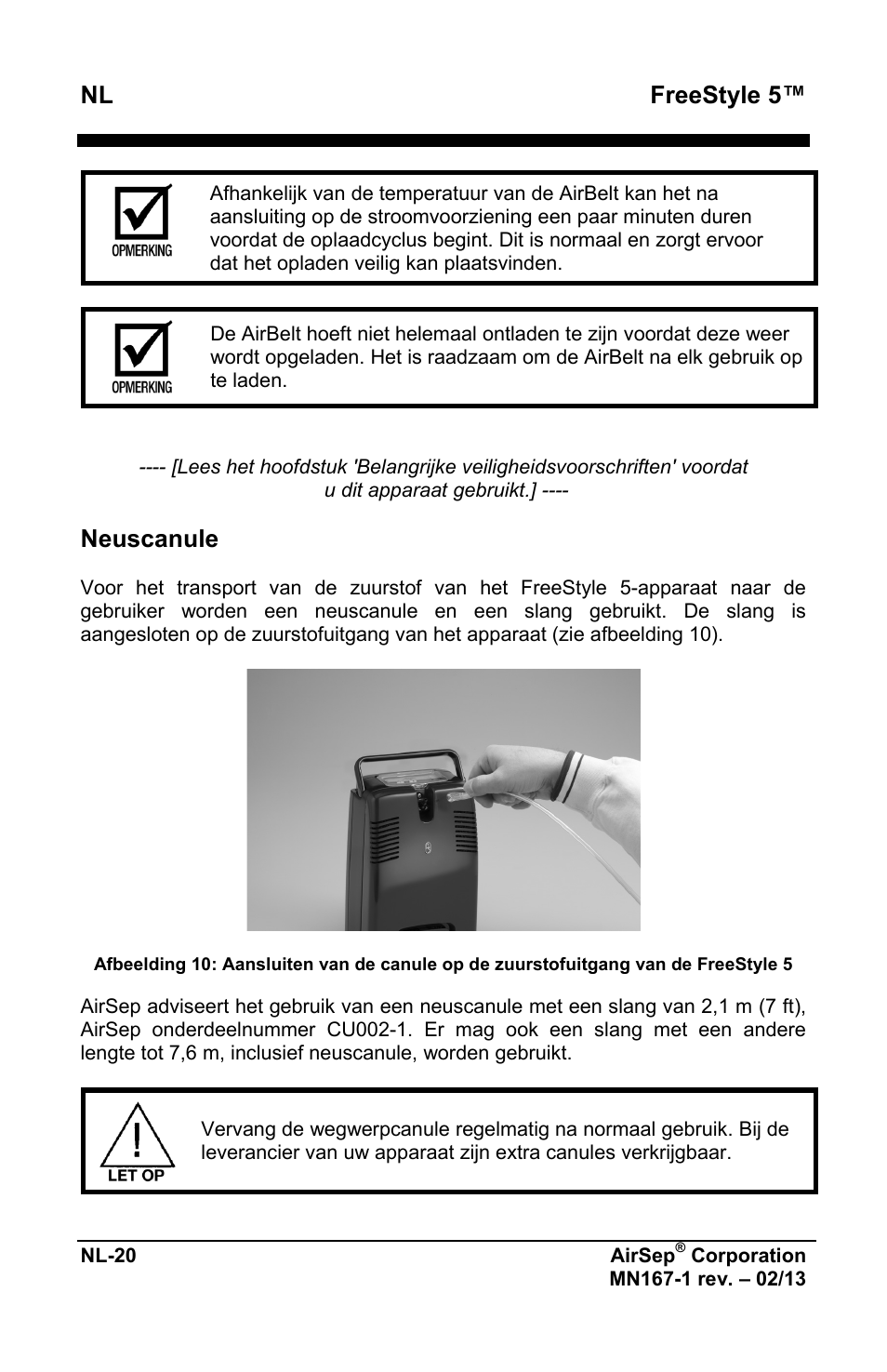 Freestyle 5, Neuscanule | AirSep MN167-1 User Manual | Page 310 / 520