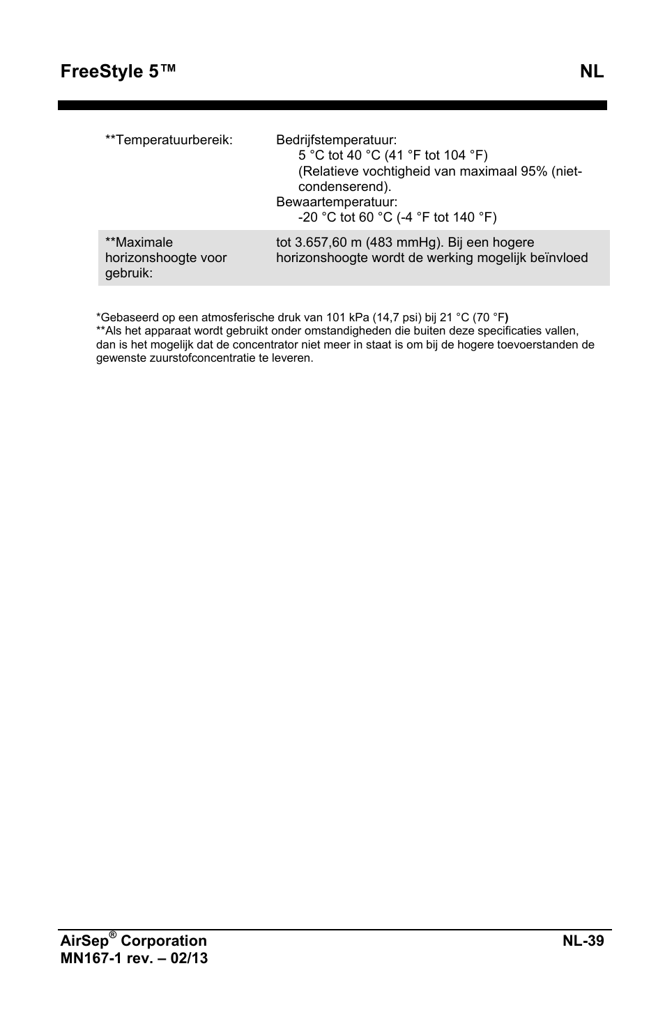 Freestyle 5™ nl | AirSep MN167-1 User Manual | Page 329 / 520