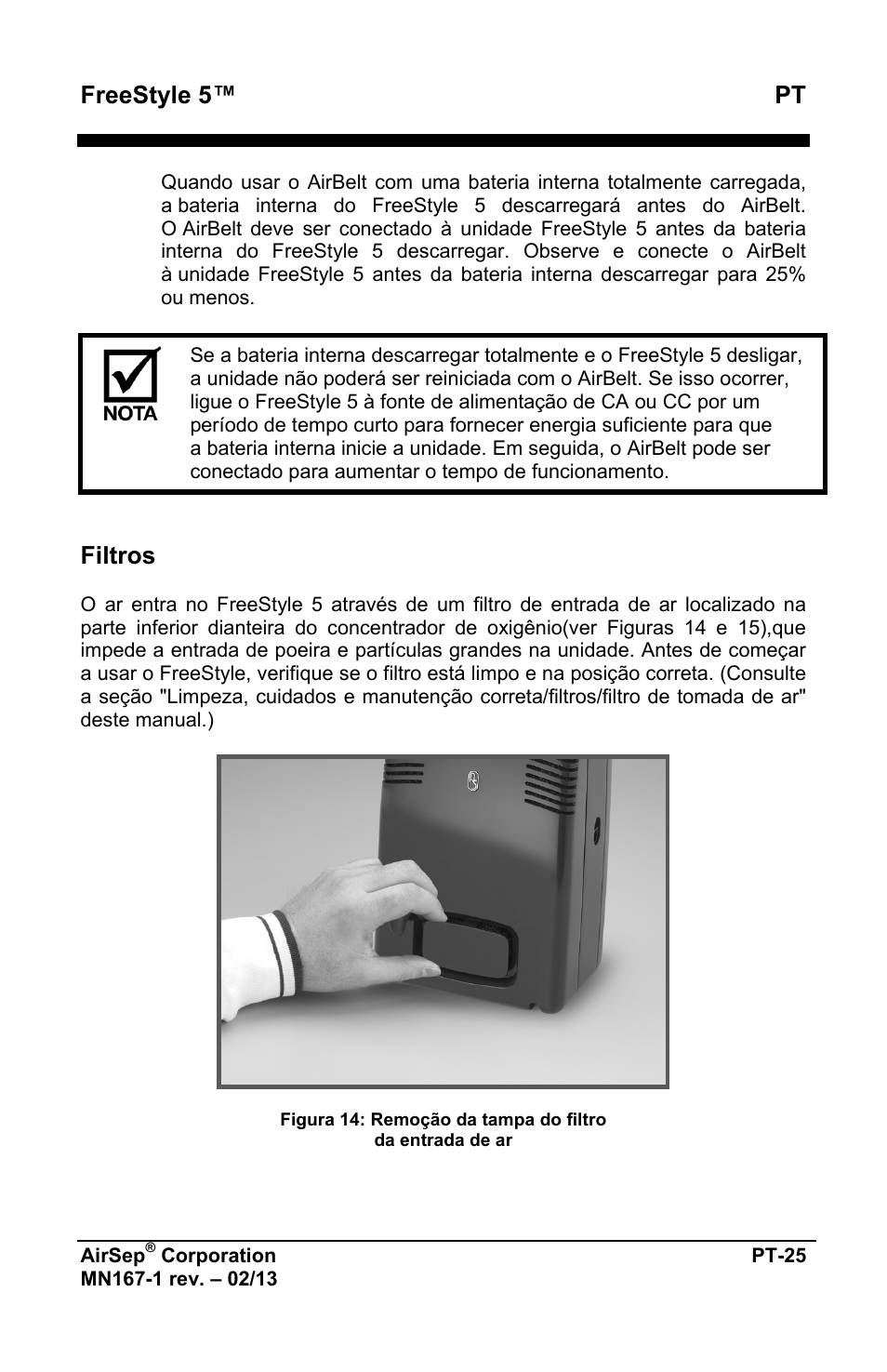 Freestyle 5™ pt, Filtros | AirSep MN167-1 User Manual | Page 361 / 520