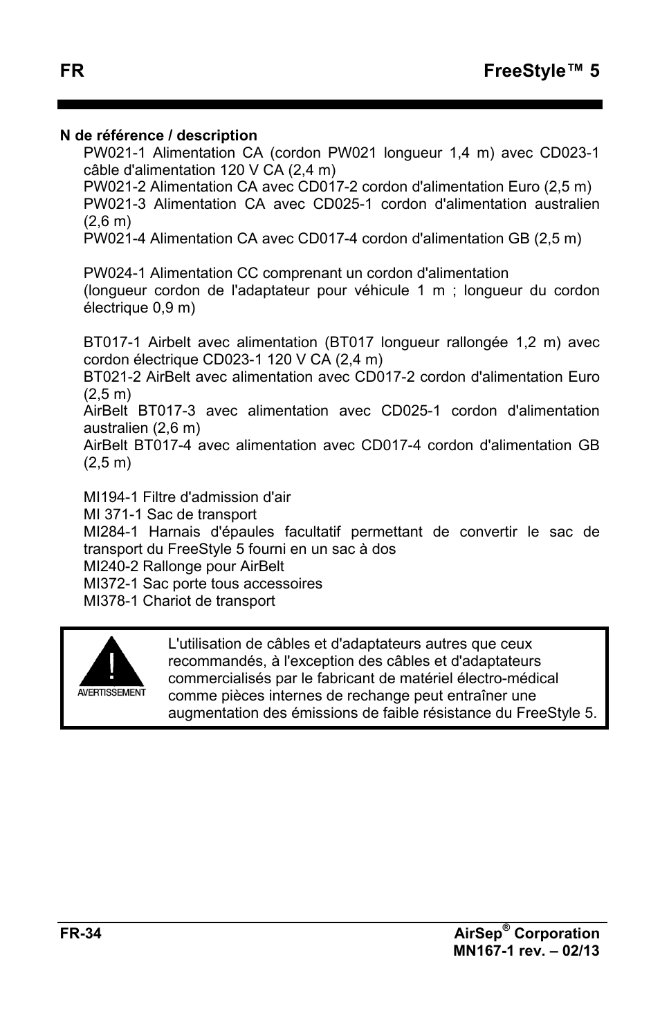 Fr freestyle™ 5 | AirSep MN167-1 User Manual | Page 38 / 520
