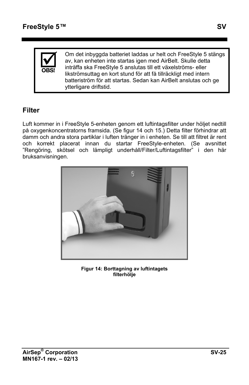 Freestyle 5™ sv, Filter | AirSep MN167-1 User Manual | Page 407 / 520