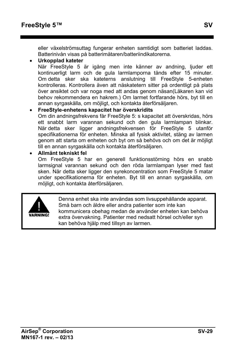 Freestyle 5™ sv | AirSep MN167-1 User Manual | Page 411 / 520