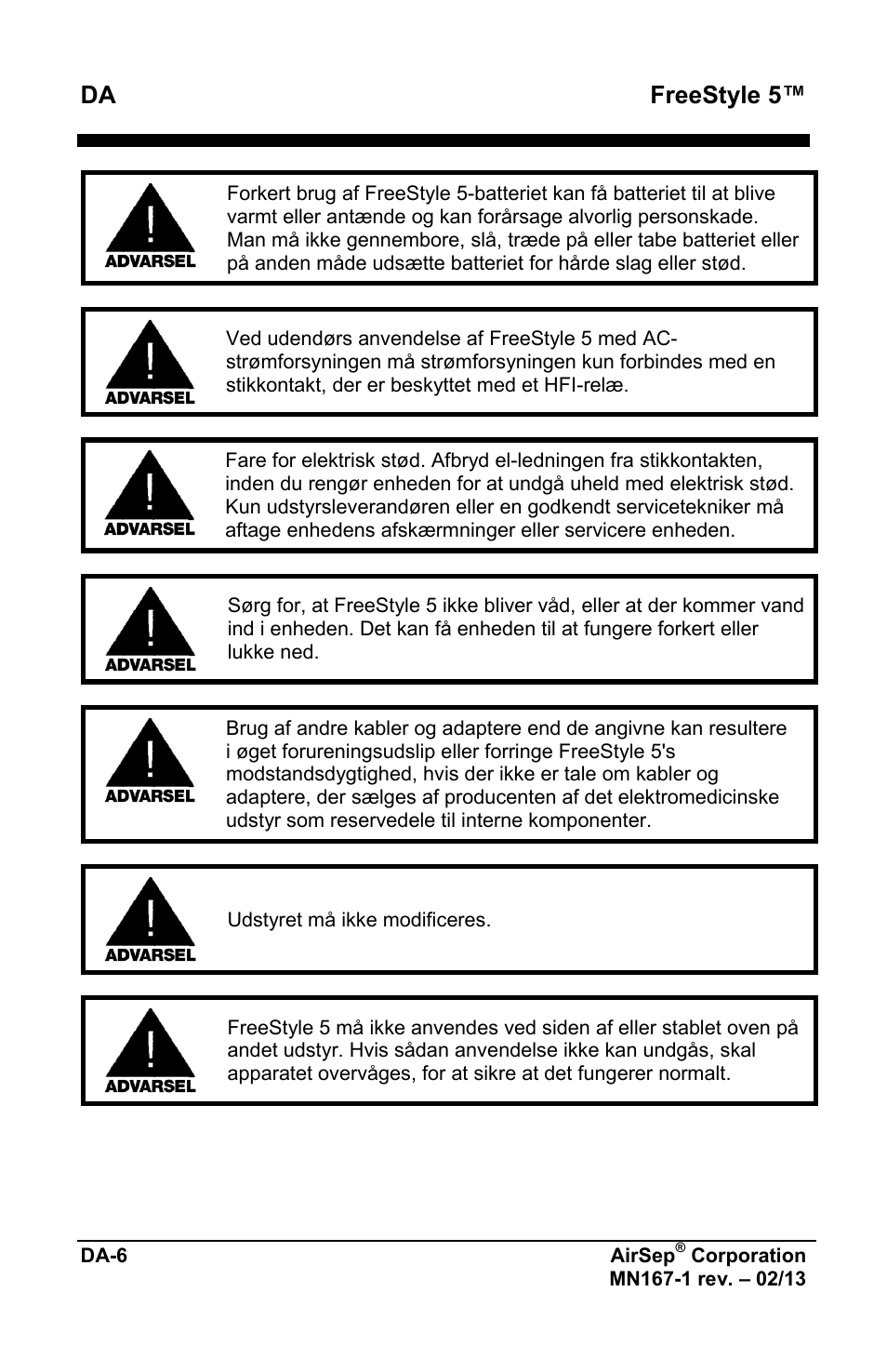 Freestyle 5 | AirSep MN167-1 User Manual | Page 434 / 520