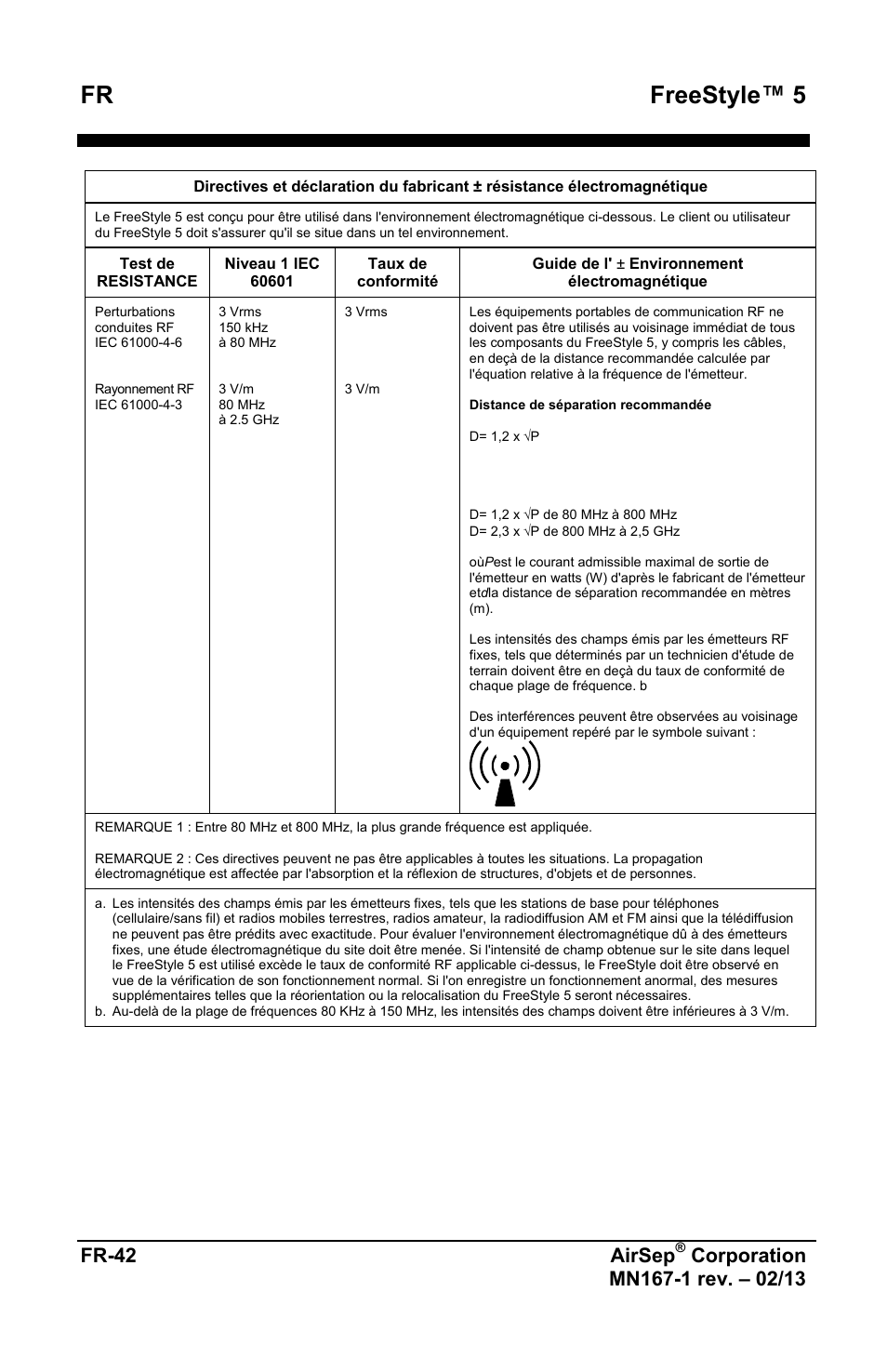 Fr freestyle™ 5, Fr-42 airsep | AirSep MN167-1 User Manual | Page 46 / 520