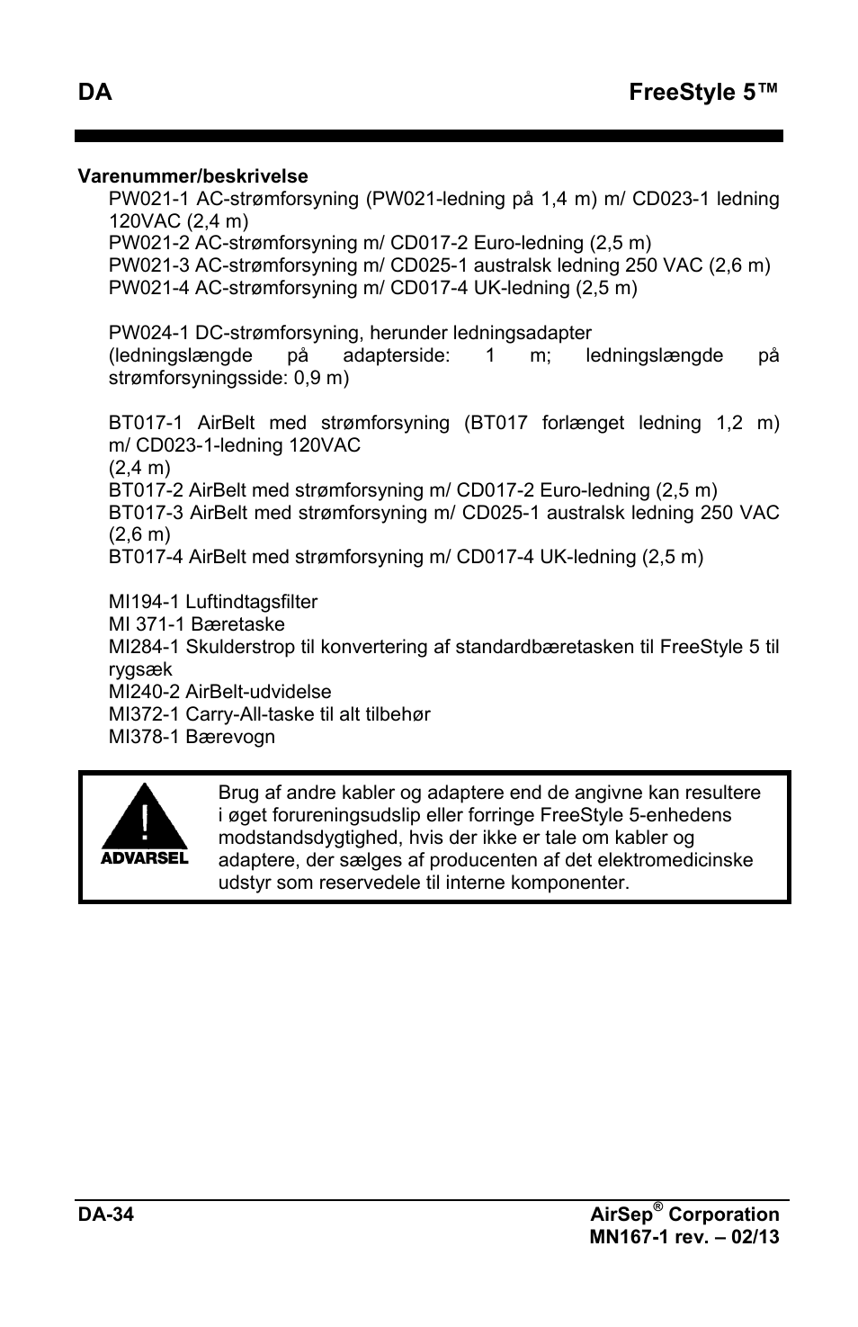 Freestyle 5 | AirSep MN167-1 User Manual | Page 462 / 520