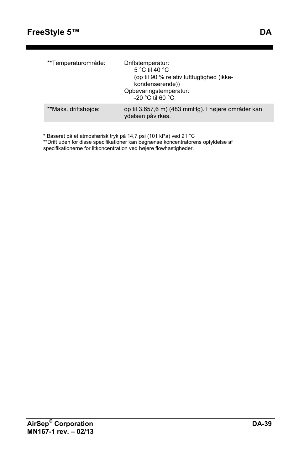 Freestyle 5™ da | AirSep MN167-1 User Manual | Page 467 / 520