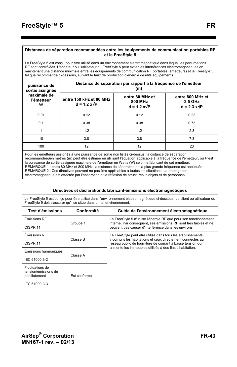 Freestyle™ 5 fr, Airsep | AirSep MN167-1 User Manual | Page 47 / 520