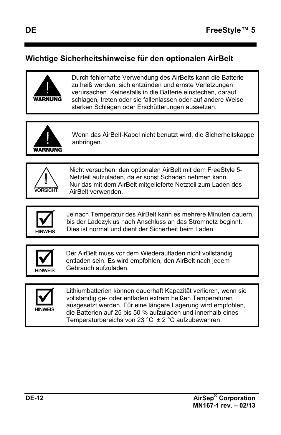 De freestyle™ 5 | AirSep MN167-1 User Manual | Page 64 / 520
