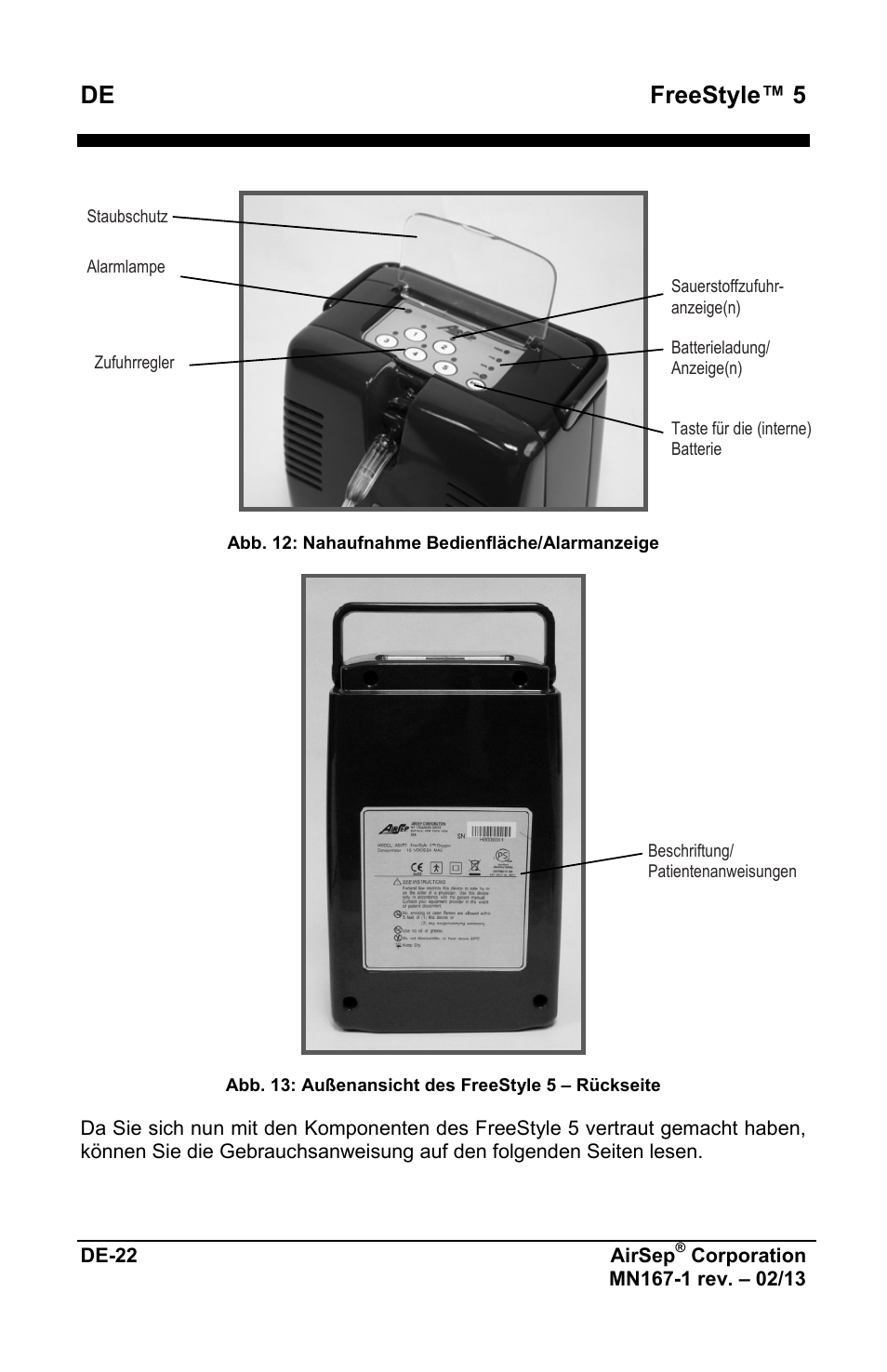 De freestyle™ 5 | AirSep MN167-1 User Manual | Page 74 / 520