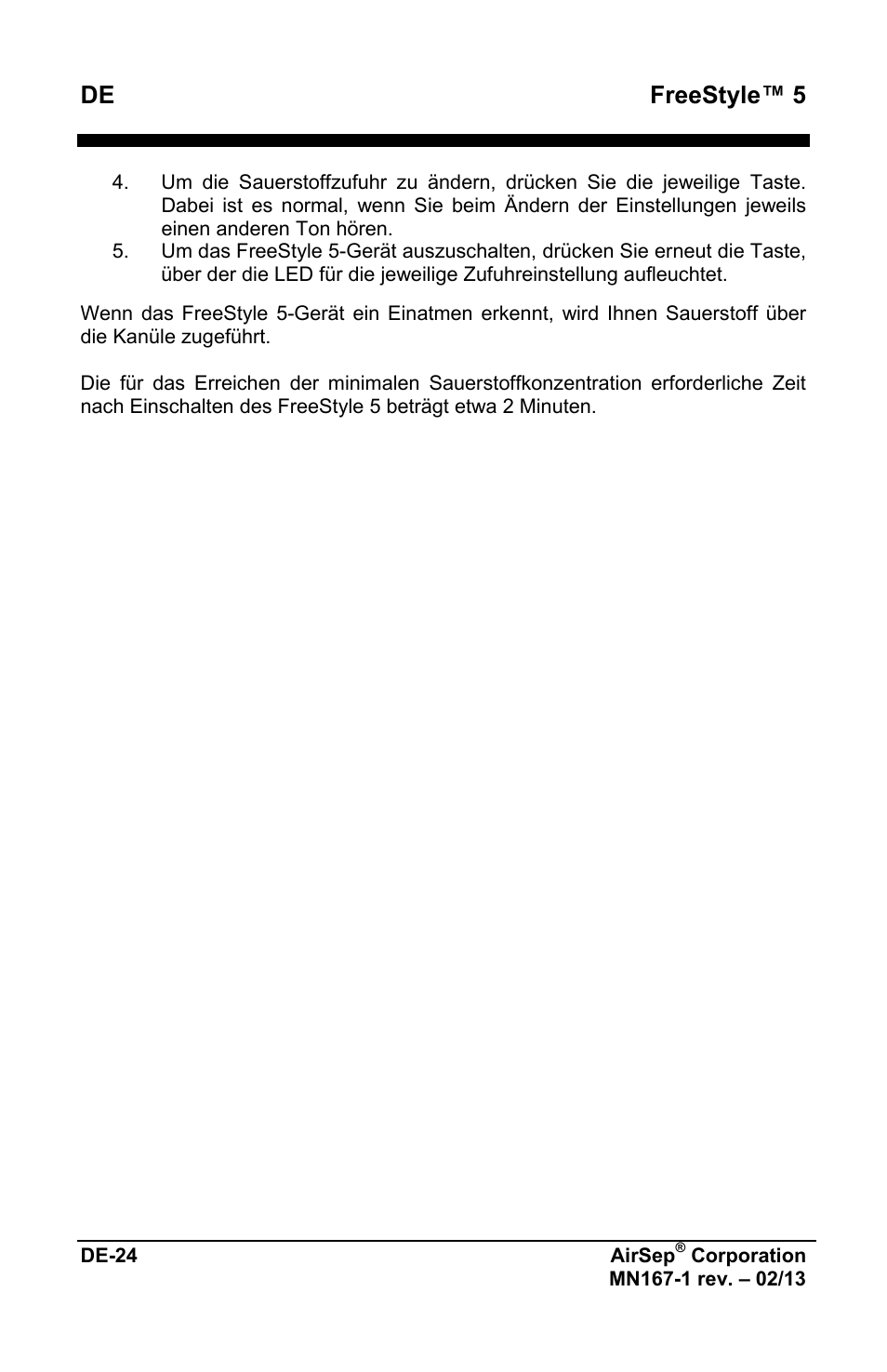 De freestyle™ 5 | AirSep MN167-1 User Manual | Page 76 / 520