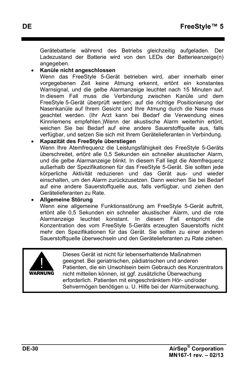 De freestyle™ 5 | AirSep MN167-1 User Manual | Page 82 / 520