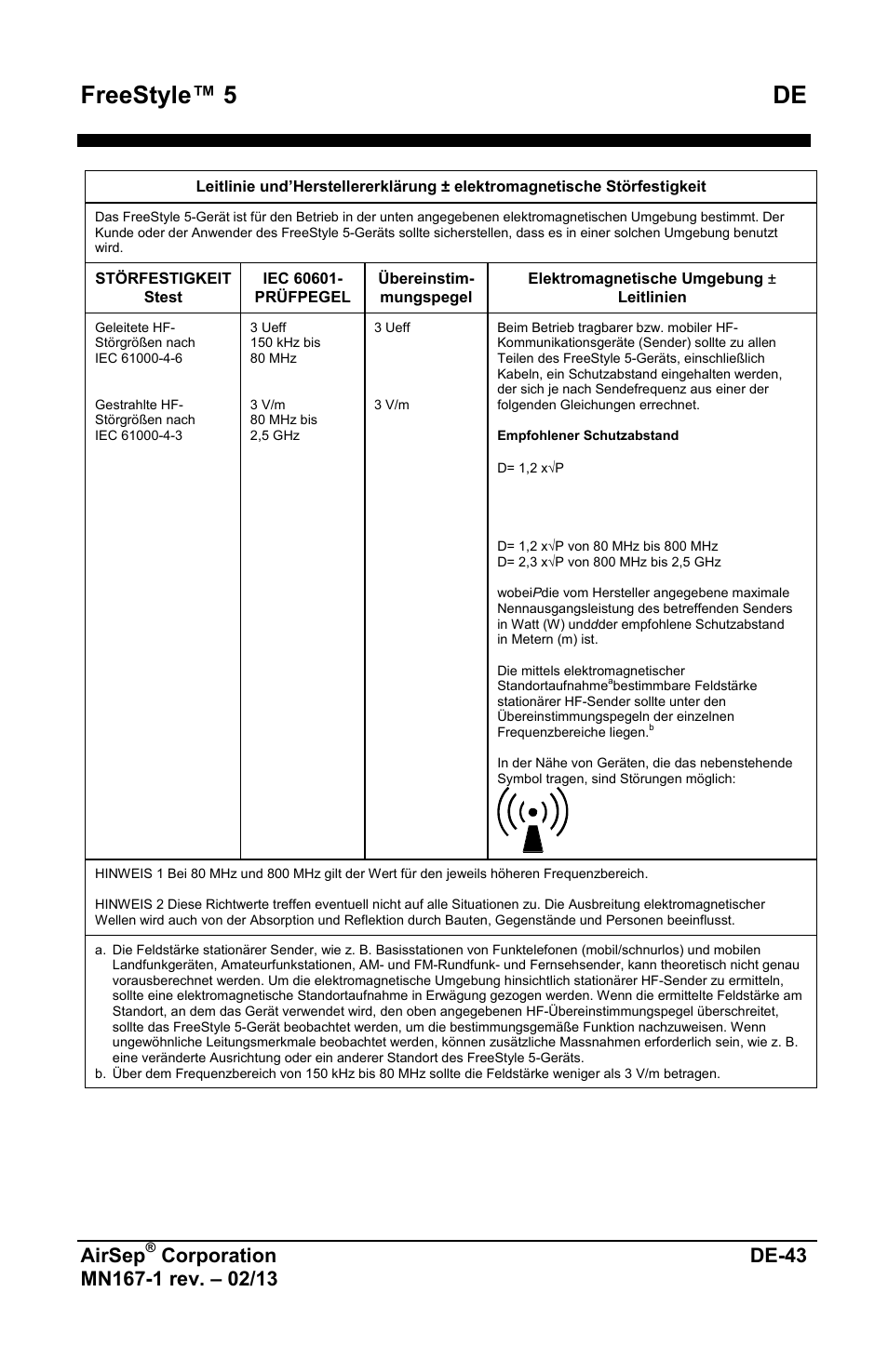 Freestyle™ 5 de, Airsep | AirSep MN167-1 User Manual | Page 95 / 520