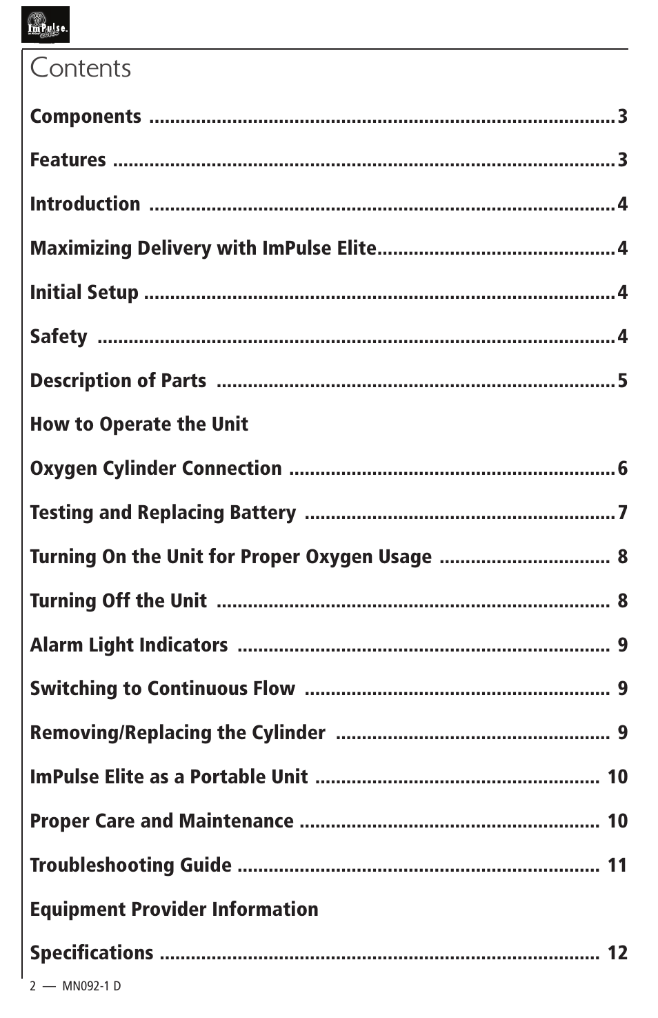 AirSep MN092-1 D User Manual | Page 2 / 13