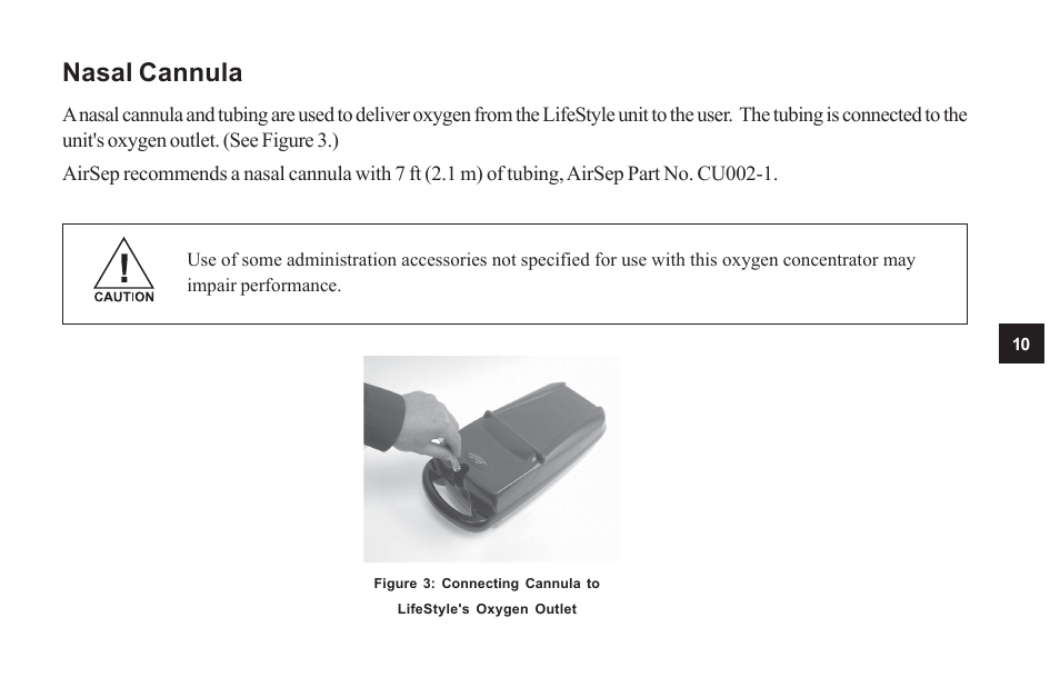 Nasal cannula | AirSep MN104-1 D User Manual | Page 14 / 40