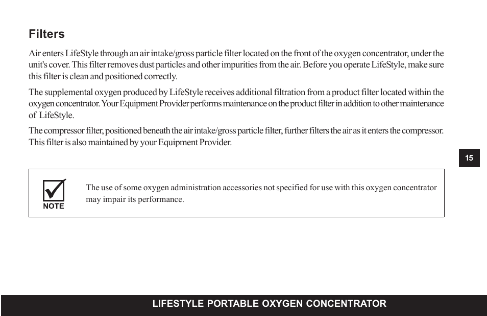 Filters | AirSep MN104-1 D User Manual | Page 19 / 40