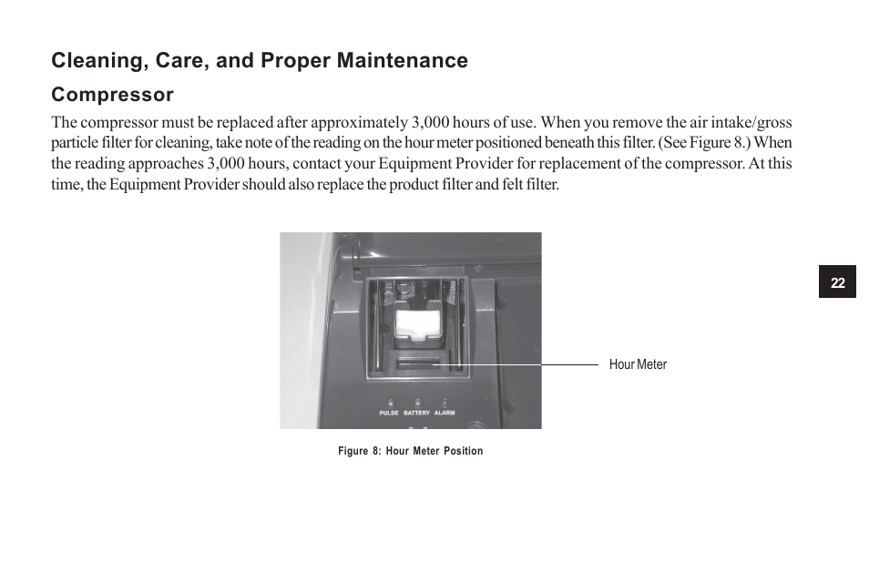 Cleaning, care, and proper maintenance, Compressor | AirSep MN104-1 D User Manual | Page 26 / 40