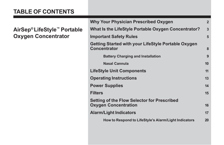 AirSep MN104-1 D User Manual | Page 3 / 40