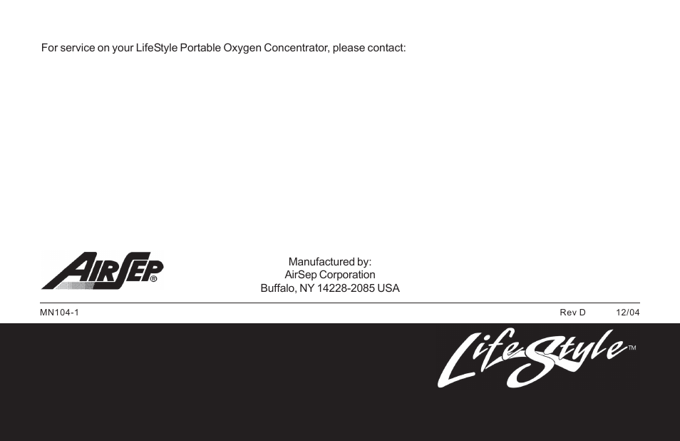 AirSep MN104-1 D User Manual | Page 40 / 40