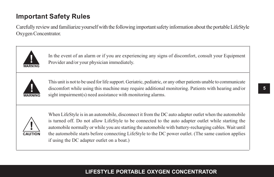 Important safety rules | AirSep MN104-1 D User Manual | Page 9 / 40